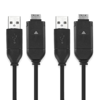 2x USB Kabel for Samsung EX1 PL100 PL150 PL120 PL20 PL210 SH100 ST30 ST65 i8 ES55 ES65 WB500 WB600 WB650 WB700 L100 - 1.5m EA-CB20U12 SUC-C3 -C5 -C7 Ladekabel Datakabel, svart