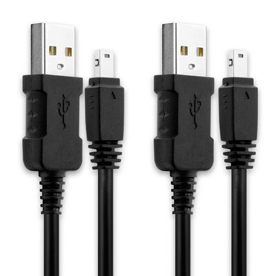 2x USB Kabel for Casio Exilim EXFH20, Casio Exilim Z75, Casio F1, Casio FC100, TR150, EXH15 - 1m EMC-6 Ladekabel 0.5A Datakabel, svart