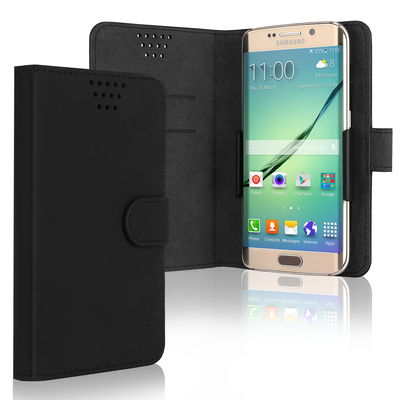 Smart Case for Smartphones (16.3cm x 8.5cm x 1cm) - PU Leather, svart lomme, pocket, shell, skal