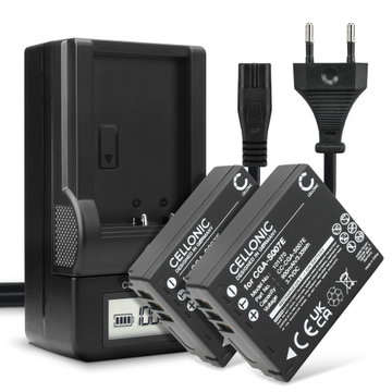 2x Batteri for Panasonic Lumix TZ5 TZ3 TZ1 TZ4 TZ2 TZ50, CGAS007 DEA45 DMWBCD10 Kameraer 900mAh + Lader fra CELLONIC