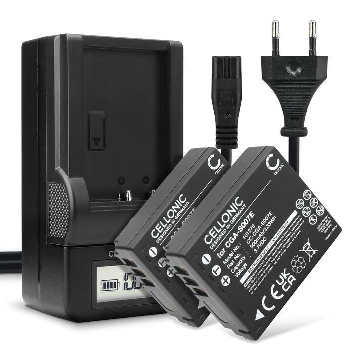 2x Batteri Panasonic CGA-S007 900mAh + Lader