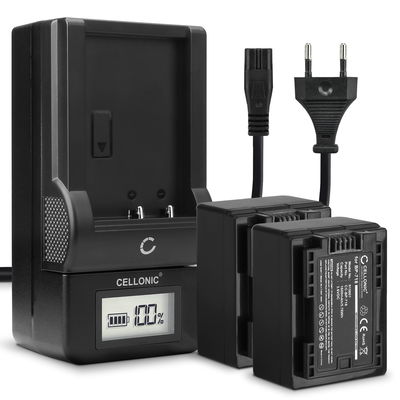 2x Batteri for Canon LEGRIA HF R806 R86 HF R706 HF R606 HF R506 R406 R306 R36 VIXIA HF R500 Kameraer 1600mAh + Lader fra CELLONIC