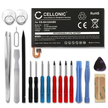 CELLONIC Phone Battery Replacement for Samsung Galaxy A3 (2017 - SM-A320) + 17-Tool Phone Repair Kit - EB-BA320ABE, GH43-04677A 2350mAh