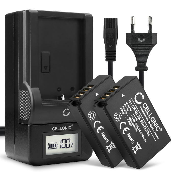 2x Batteri Nikon 1 S1 800mAh + Lader