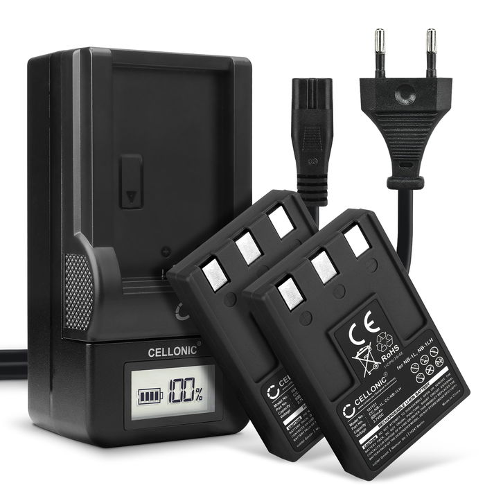 2x Batteri Canon CBC-NB1 830mAh + Lader