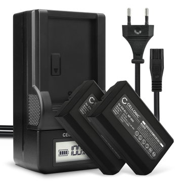 2x Batteri for Nikon Coolpix 5000 4300 4500 4800 5400 Konica Minolta DiMAGE A200 Coolpix 995 Kameraer 750mAh + Lader fra CELLONIC
