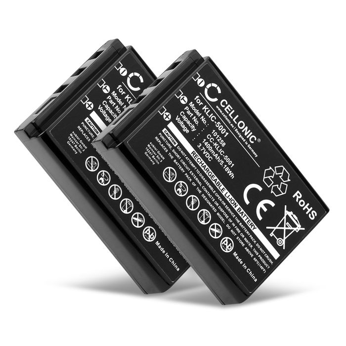 2x Batteri for Kodak Easyshare DX6490, Easyshare DX7590, asyshare DX7630, Easyshare P880 Kameraer 1400mAh fra CELLONIC