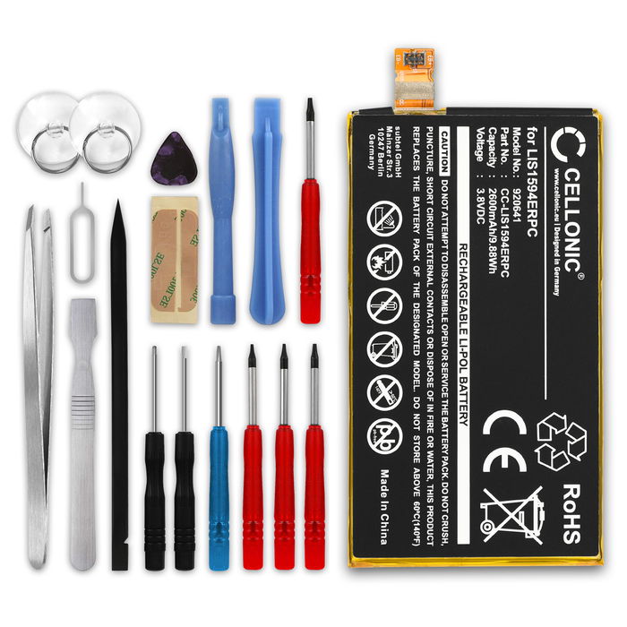 Batteri for Sony Xperia Z5 Compact, Sony Xperia XA Ultra, LIS1594ERPC 2600mAh + Verktøy fra CELLONIC