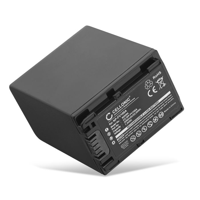 Batteri for Sony HDR CX625, CX250, CX260, CX270, CX410, CX430, CX230, CX220, CX210 NP-FV100 NP-FV30 NP-FV50 NP-FV70 NP-FV90 (3090mAh, 7.2V) fra CELLONIC