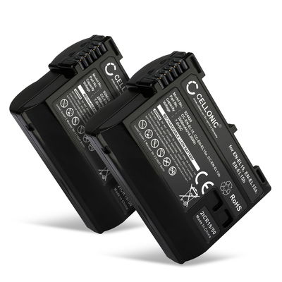 2x Batteri for Nikon D850, D750, D7500, 1 V1, D810, D800, D7100, D7000, Z 6II, D610, D600, EN-EL15 Kameraer 2000mAh fra CELLONIC