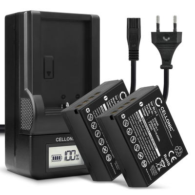 2x Batteri for Olympus OM-D E-M1 Mark II OM-D E-M1 Mark III OM-D E-M1X / BLH-1 / BCH-1 Kameraer 2250mAh + Lader fra CELLONIC