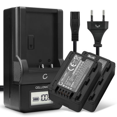 2x Batteri for Panasonic HC V180, HC V777, HC V380, VX870, HC W580, HC V700, VBT190, VBK180 Kameraer 1780mAh + Lader fra CELLONIC