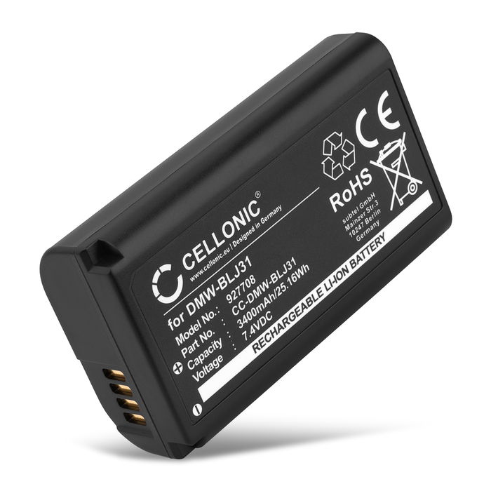 Batteri for Panasonic Lumix DC-S1 Lumix DC-S1H Lumix DC-S1R Lumix S1 Lumix S1H Lumix S1R DMW-BLJ31 (3400mAh, 7.4V) fra CELLONIC