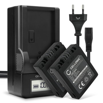 2x Batteri for Panasonic Lumix DMC-FZ20 DMC-FZ10 DMC-FZ5 -FZ1 -FZ15 -FZ2 -FZ3 DMC-FC20 Kameraer 700mAh + Lader fra CELLONIC