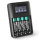 1x Lader + 4x AAA-batterier 1000mAh