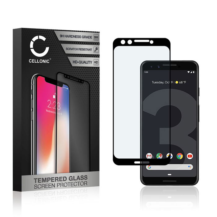 Skjermbeskytter glass Google Pixel 3 (3D Case-friendly, 9H, 0,33mm, Edge Glue) Herdet Glass