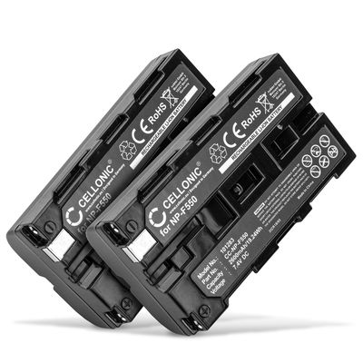 2x Batteri for Sony HDR-FX1000E HDR-FX7E FX1000 DSR-PD150 PD170 DSR-250 DCR-VX1000 VX2100e NP-F550 F750 F330 (2600mAh, 7.4V) fra CELLONIC