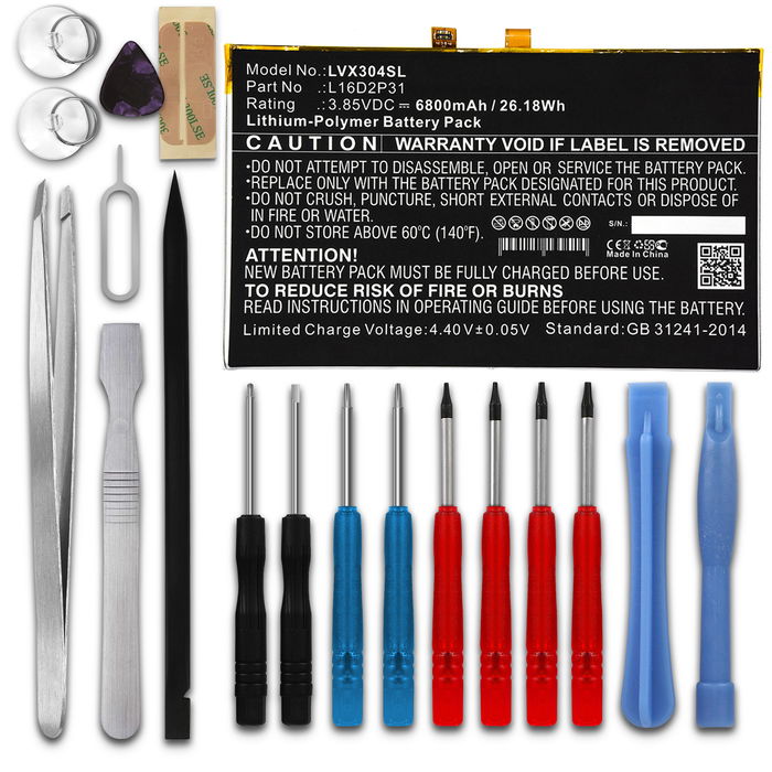 Batteri for Lenovo Tab 4 10 / Tab 4 10.1 / L16D2P31 / TB-X304F / TB-X304F/L / TB-X304F/N 6800mAh + Verktøy fra subtel