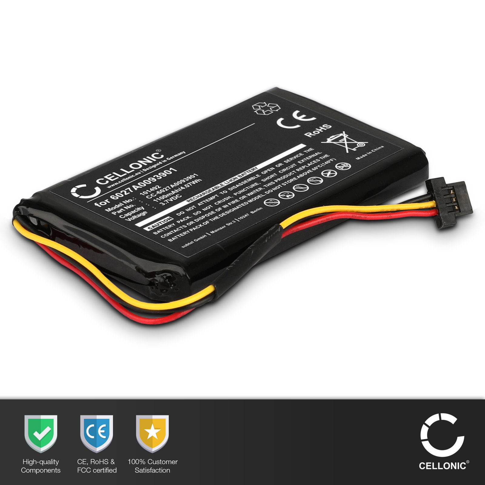 vhbw 1x Batterie Compatible avec Tomtom Go 6200, 6100, 6250, 4FL60 GPS, Appareil de Navigation (1100mAh, 3,7V, Li-ION