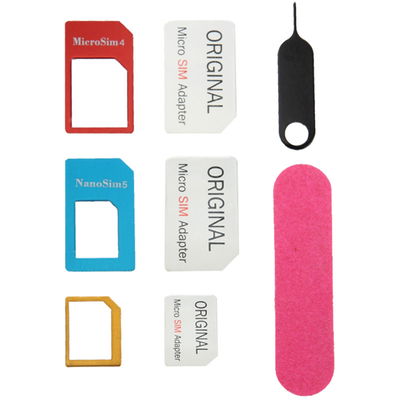 SIMkortadapter 5 in 1 organiseringssett Micro SIM Nano SIM Standard SIM