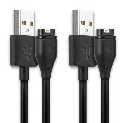 2x USB Kabel for Garmin Fenix 7, 6, 6 Pro, 6X Pro, Vivoactive 4, 4S, 3, Forerunner 945, 45, Venu 2 - Ladekabel 1A USB Ledning PVC Datakabel svart