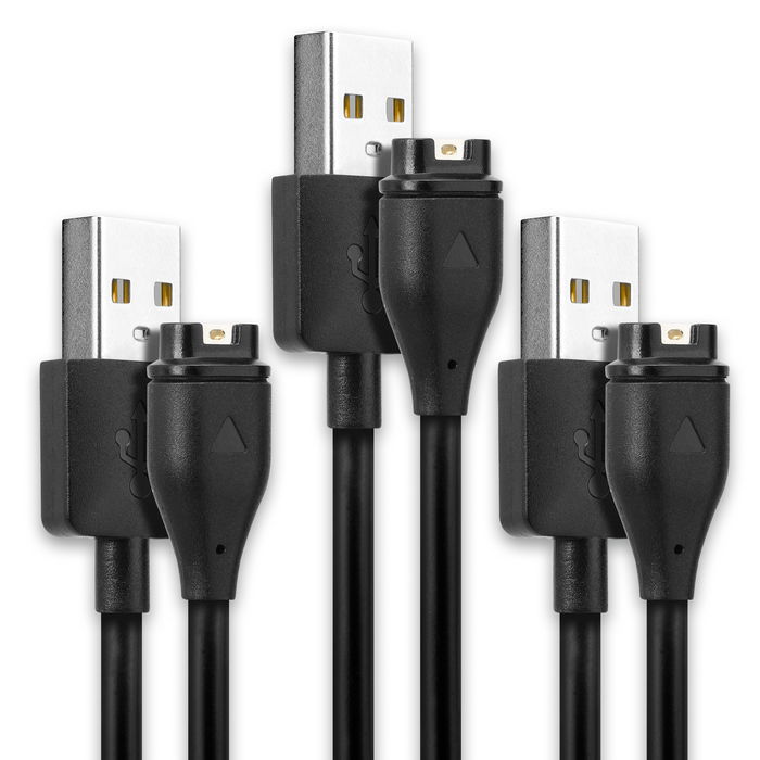 3x USB Kabel for Garmin Fenix 7, 6, 6 Pro, 6X Pro, Vivoactive 4, 4S, 3, Forerunner 945, 45, Venu 2 - Ladekabel USB Ledning  Datakabel svart