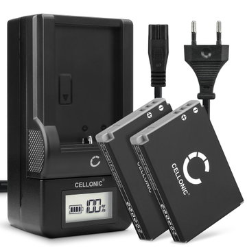 2x Batteri for Canon S110 S100 SX230 HS SX220 HS SX210 IS SX200 IS SD790 IS SD880 IS SD870 NB5L Kameraer 1120mAh + Lader fra CELLONIC
