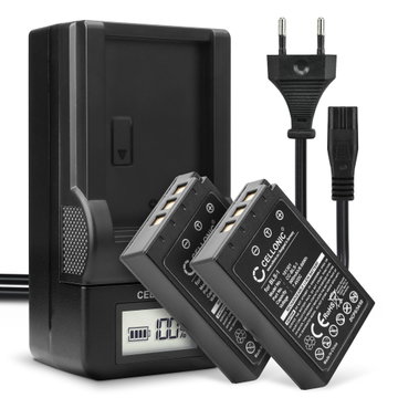 2x Batteri for Olympus Pen E-PL7 E-420 E-450 E-410 E-400 E-420 E-620 E-600 Pen E-P3 E-PL1 E-P1 Kameraer 900mAh + Lader fra CELLONIC