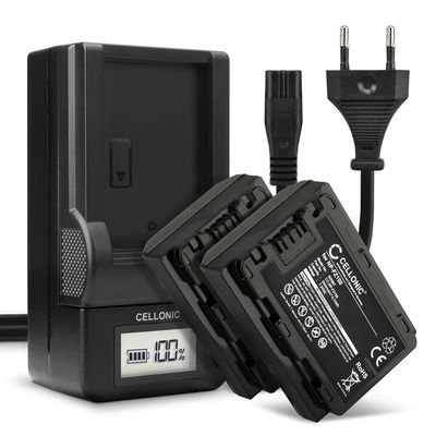 2x Batteri for Sony A7 IV, Alpha 7C, A6600, 7S III, Alpha 1, Sony A9, A7R III, Alpha 7R V Kameraer 2040mAh + Lader fra CELLONIC