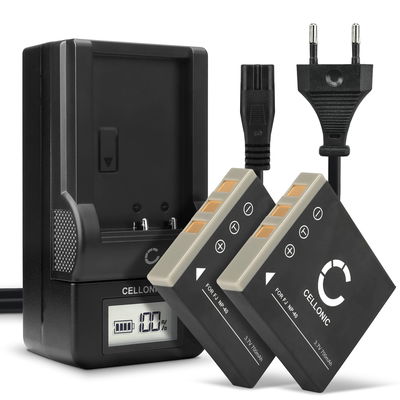 2x Batteri for Pentax Optio S6 S7 S5i S5z S5n S4 S4i S SV SVi WP WPi W10 W20 A10 A20 A30 A36 Kameraer 700mAh + Lader fra CELLONIC