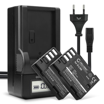 2x Batteri for Pentax 645D 645Z K-01 K-1 K-1 II K-3 K-3 II K-5 K-5 II K-5 IIs K-7 Kameraer 1250mAh + Lader fra CELLONIC