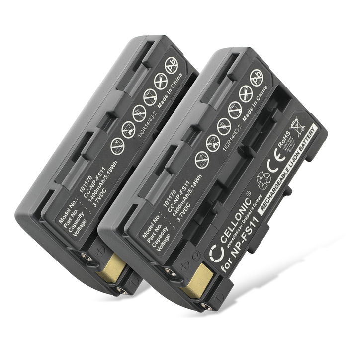 2x Batteri for Sony Cyber-shot DSC-F505V, NP-FS11, CCD-CR1 DCR-PC1, DCR-PC3, Cyber-shot DSC-F55 Kameraer 1400mAh fra CELLONIC