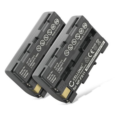 2x Batteri for Sony Cyber-shot DSC-F505V, NP-FS11, CCD-CR1 DCR-PC1, DCR-PC3, Cyber-shot DSC-F55 Kameraer 1400mAh fra CELLONIC