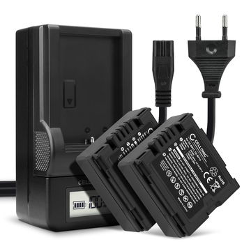 2x Batteri for Panasonic NV-GS10 NV-GS120 NV-GS140 NV-GS150 NV-GS158 NV-GS180 NV-GS188 NV-GS200 Kameraer 750mAh + Lader fra CELLONIC