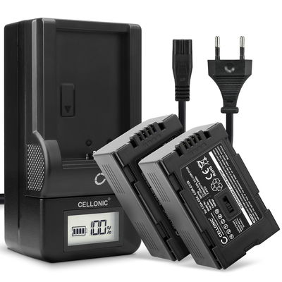 2x Batteri for Panasonic NV-GX7, NV-RX11, NV-EX3, NV-DS38, NV-DS20, CGA-D54, CGR-D220 Kameraer 2200mAh + Lader fra CELLONIC