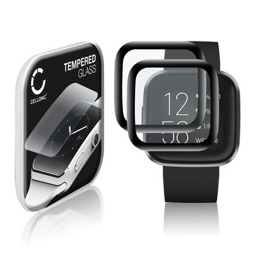 2x Skjermbeskytter glass FitBit Versa 2 / Versa 2 SE (3D Full Cover, 9H, 0,33mm, Full Glue) Herdet Glass