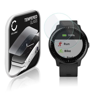 2x Skjermbeskytter glass Garmin vivoactive 3 / vivoactive 3 Music (2.5D, 9H, 0,33mm, Full Glue) Herdet Glass