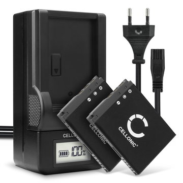 2x Batteri for Sony CyberShot DSC-G3 DSC-T2 DSC-T200 DSC-T300 DSC-T500 DSC-T70 DSC-T700 DSC-T75 Kameraer 600mAh + Lader fra CELLONIC
