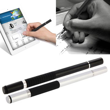 2x 2in1 Design TouchPin for Smartphone, eReader Tablet & Co. inkl. Ballpointpen / sølv, svart