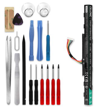 Batteri for Acer Aspire E5-573G, E5-475G, E5-523G, E5-553G, E5-575G, E5-774G, AS16A5K, AS16A8K 2200mAh 14.8V + Verktøy fra CELLONIC