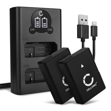 2x Batteri for Nikon D3300 D3500 D3200 D3100 Coolpix P7000 P7100 P7700 P7800 EN-EL14 kamera - Reservebatteri EN-EL14 EN-EL14a 1050mAh + USB Dobbel Batterilader MH-24, Kamerabatteri Lader