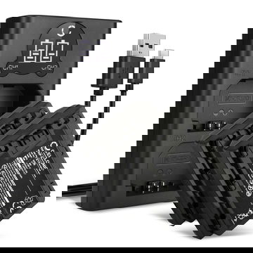 2x Batteri for Sony A7 IV, A7C, A6700, A6600, A7S III, Alpha 1, A9, Alpha 7R III, 7R V Kameraer 2040mAh + Dobbel Lader fra CELLONIC