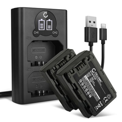 2x Batteri for Sony A7 IV, A7C, A6700, A6600, A7S III, Alpha 1, A9, Alpha 7R III, 7R V Kameraer 2040mAh + Dobbel Lader fra CELLONIC