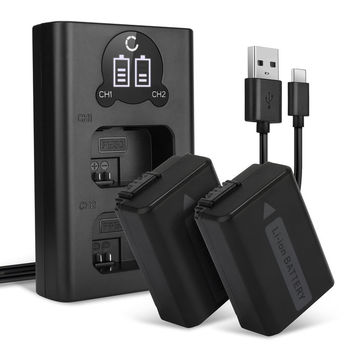2x Batteri for Sony ILCE-3000 (α3000) Accu 1030mAh Akku bytte Batteri + Dobbel Lader
