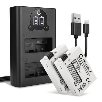 2x Batteri for LP-E8 LC-E8 Canon 550D 600D 650D 700D, Rebel T2i T3i T4i T5i, Kiss X4 X5 X6i Kameraer 1020mAh + Dobbel Lader fra CELLONIC