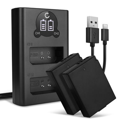 2x Batteri for Canon EOS 1100D 1200D 1300D EOS 1D X EOS 2000D EOS 4000D kamera - Reservebatteri LP-E10 1020mAh + USB Dobbel Batterilader LC-E10 LC-E10E, Kamerabatteri Lader