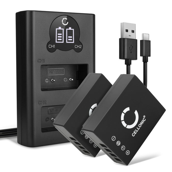 2x Batteri for Fuji Film X-T30 Accu 1140mAh Akku bytte Batteri + Dobbel Lader