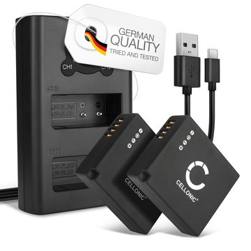 2x Batteri for Leica D-LUX Typ 109, Leica D-LUX 7 Kameraer 730mAh + Dobbel Lader fra CELLONIC