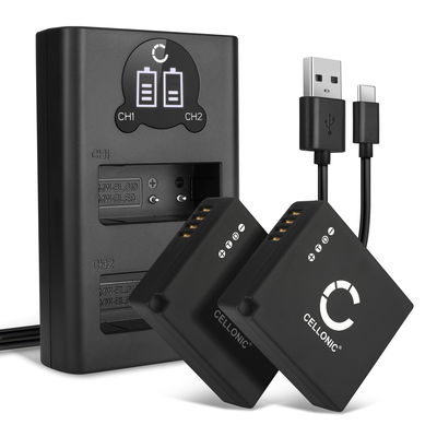 2x Batteri for Leica D-LUX Typ 109, Leica D-LUX 7 Kameraer 730mAh + Dobbel Lader fra CELLONIC