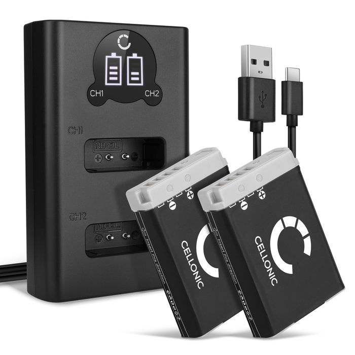 2x Batteri for Canon PowerShot G9 x Accu 1010mAh Akku bytte Batteri + Dobbel Lader